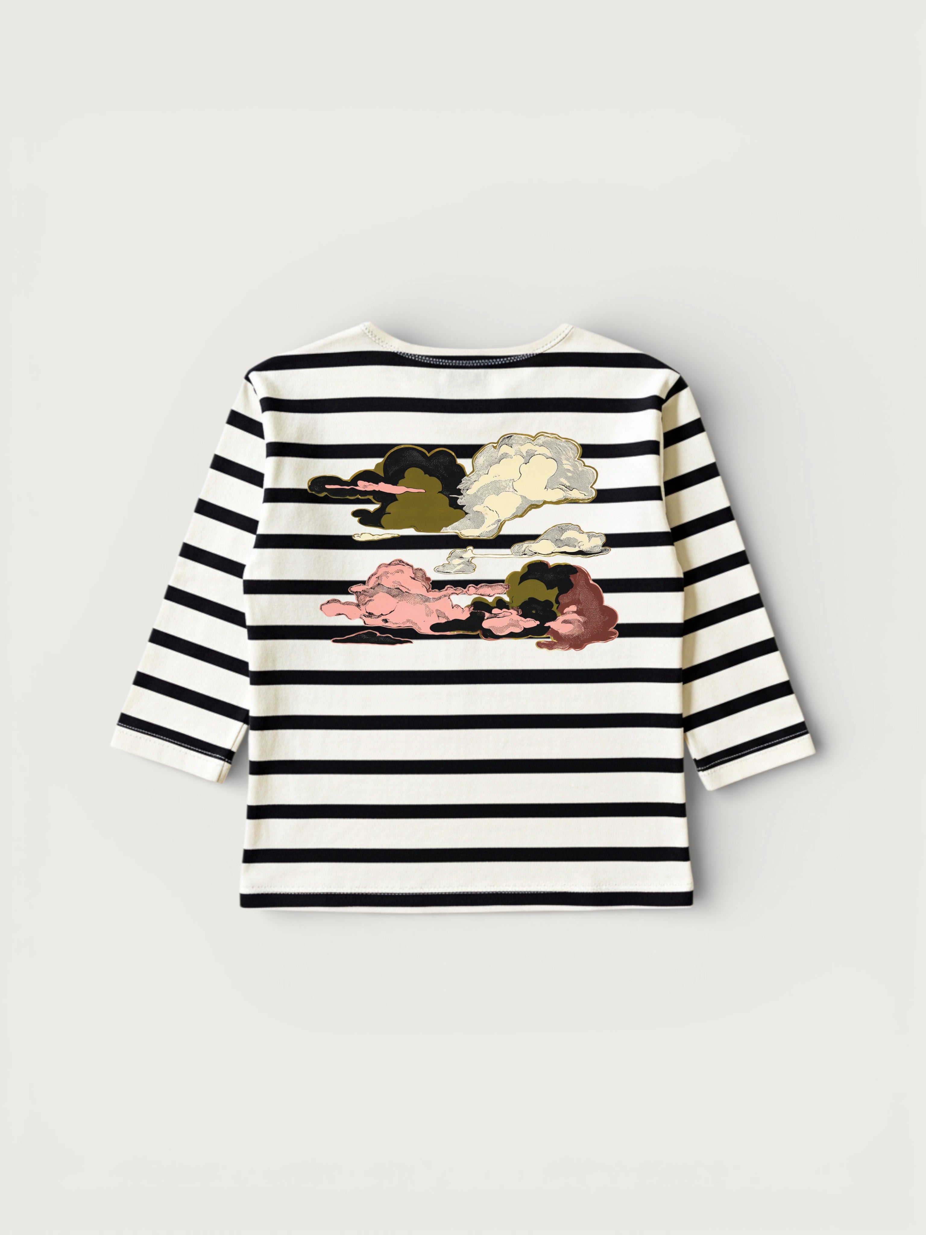 Striped Long Sleeve T-shirt with Cloud print